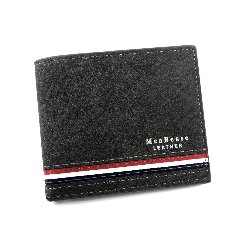 New Fashion Men's Short Wallet Personalized Men's Coin Purse Silk Screen Printed Wallet Men's Frosted Clutch Wallet