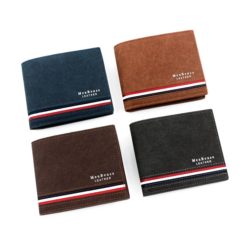 New Fashion Men's Short Wallet Personalized Men's Coin Purse Silk Screen Printed Wallet Men's Frosted Clutch Wallet