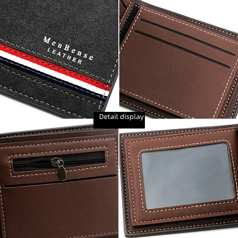 New Fashion Men's Short Wallet Personalized Men's Coin Purse Silk Screen Printed Wallet Men's Frosted Clutch Wallet