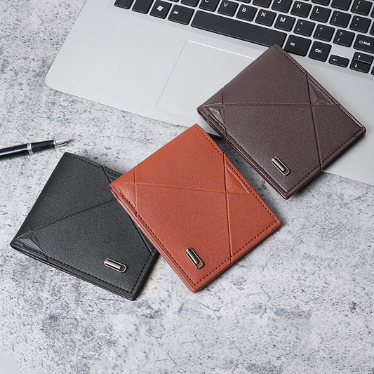 New Men's Wallet Men's Short Multi-Card Stylish Casual Wallet Men's Youth Thin Three-fold Cross Soft Wallet